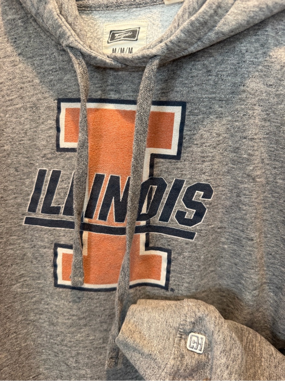 Illinois Gray Cropped Hoodie with Orange Logo - Picture 5 of 9